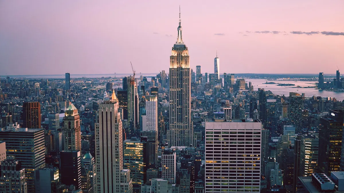 Midtown Manhattan skyline at dusk