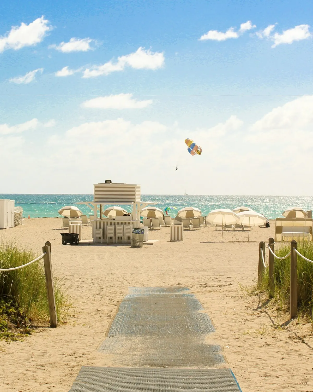 Path through the dunes to a lifeguard stand