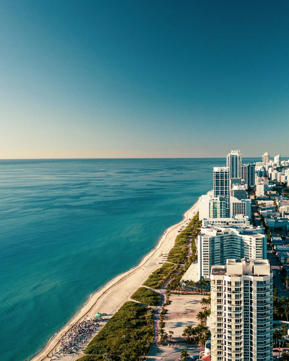 Aerial view of Miami Beach towers along the Atlantic